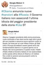 MELONI 2016 NO SANZIONI ALLA RUSSIA OBAMA PEGGIOR PRESIDENTE AMICO DI ISLAMICI.jpg